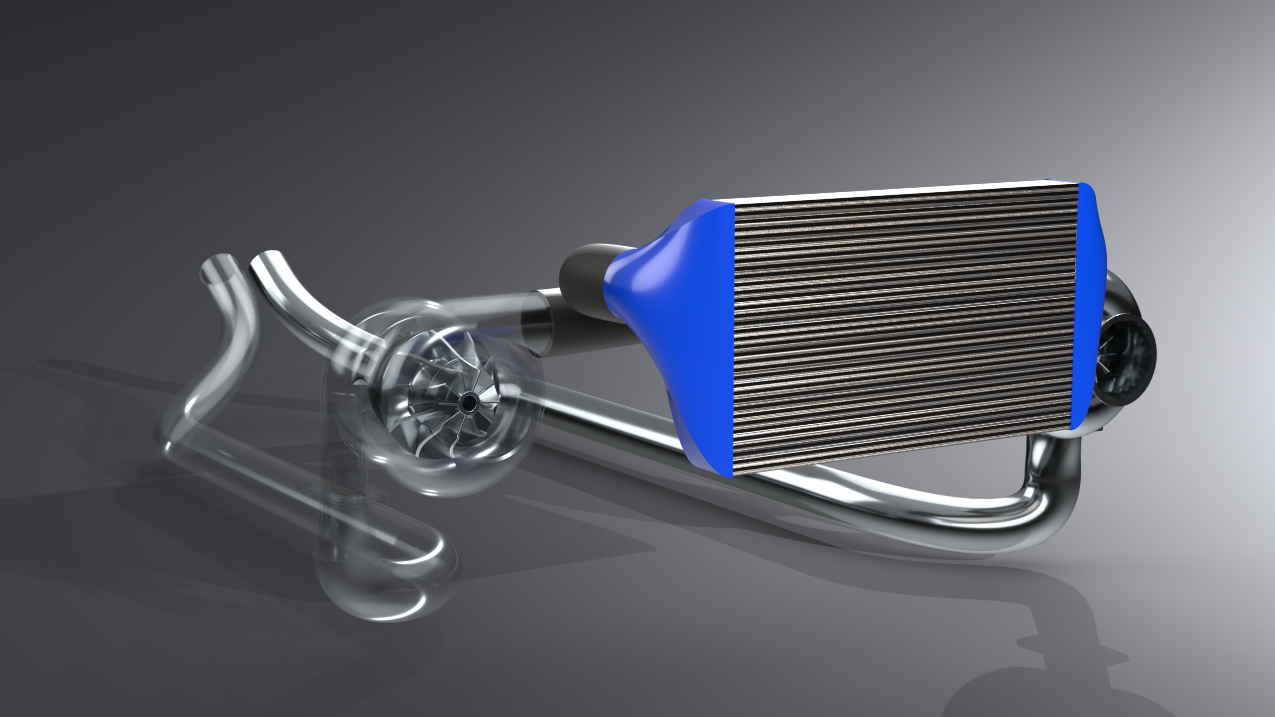 SolidWorks V6 Twin-Turbo Engine exhaust system v6 tt engine project schwartz
