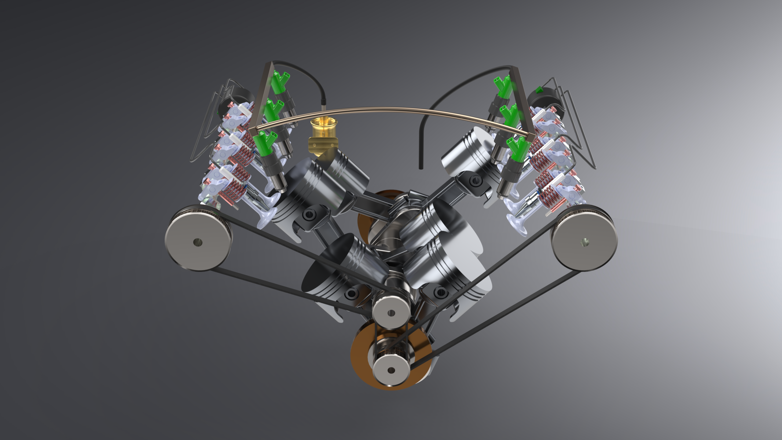 SolidWorks V6 Twin-Turbo Engine gray engine barebones v6 tt project schwartz